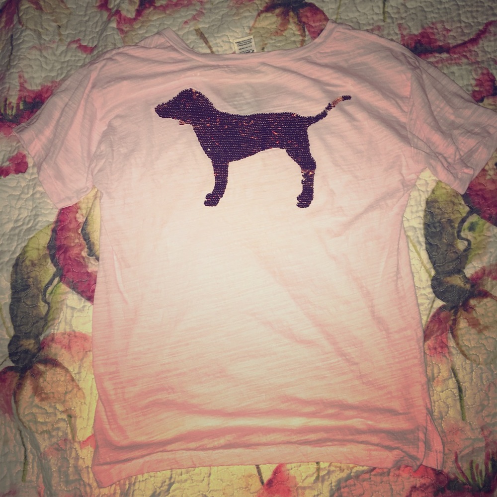 Pink bling v-neck with reversible sequins